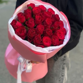 Букет "Эсса" 25 красных роз Кения (60 см) в Ногинске