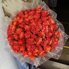 Букет 75 огненных роз (40 см) в Ногинске