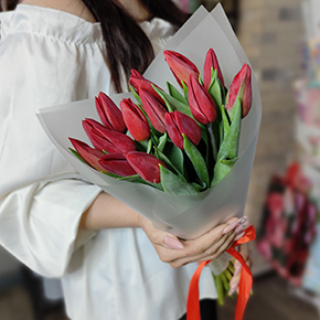 Букет из 15 красных тюльпанов в Ногинске