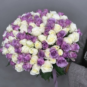 Букет "Фиолетовый микс" из 101 розы (40 см) в Ногинске