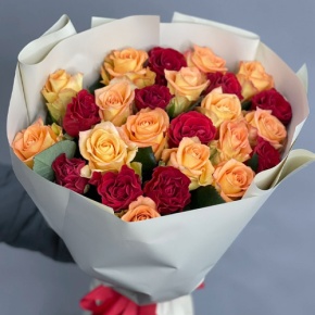 Букет "Прайм" из 25 роз Оранж и Эль Торо (50 см) в Ногинске