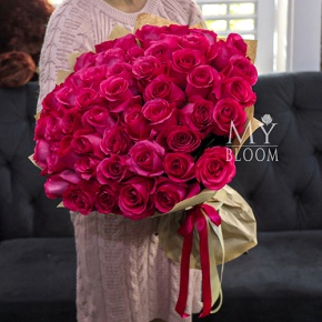 Букет 51 роза Эквадор Пинк Флоид (60 см) в Ногинске
