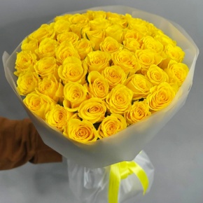 Букет "Золотце" из 51 лимонной розы (40 см) в Ногинске
