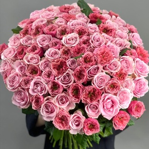 Нежный букет из 101 розы Риджентс парк и Аваланж микс  (70 см) в Ногинске