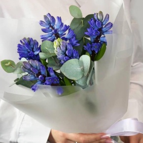 Букет "Мини" из 5 ароматных гиацинтов и эвкалипта в Ногинске