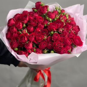 Букет из 17 красных кустовых пионовидных роз (50 см) в Ногинске