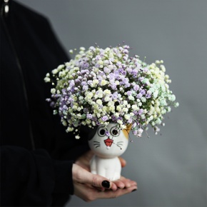 Композиция из гипсофил в керамическом кашпо в Ногинске