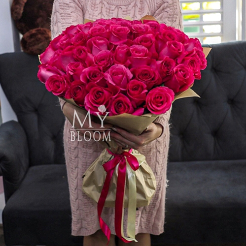 Букет 51 роза Эквадор Пинк Флоид (60 см) в Ногинске