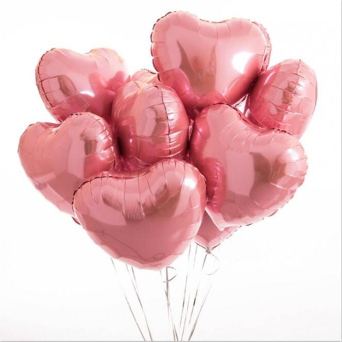 Сердце розовое фольгированный шар с гелием (45 см) в Ногинске