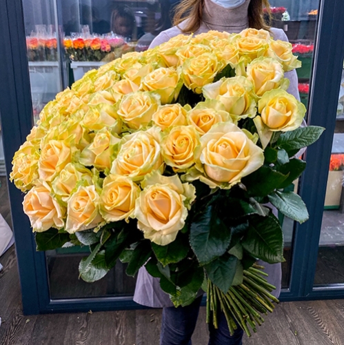 75 роз Аваланж (70 см) в Ногинске